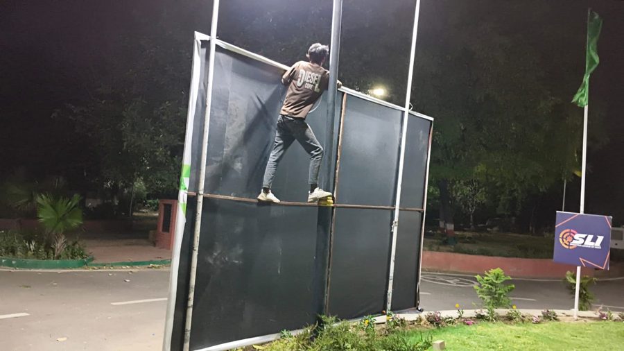 Flex board hoarding on site