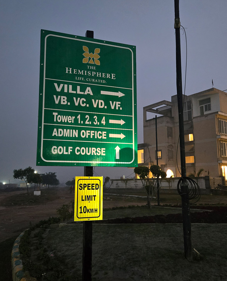 The Hemisphere metallic estate lettering