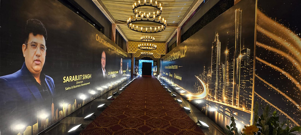 Stage branding at the Bihar Development Summit 2026